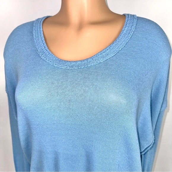 Free People Women’s Sz S Blue Long Sleeve Oversized Soft Knit Shirt We The Free - Picture 7 of 14